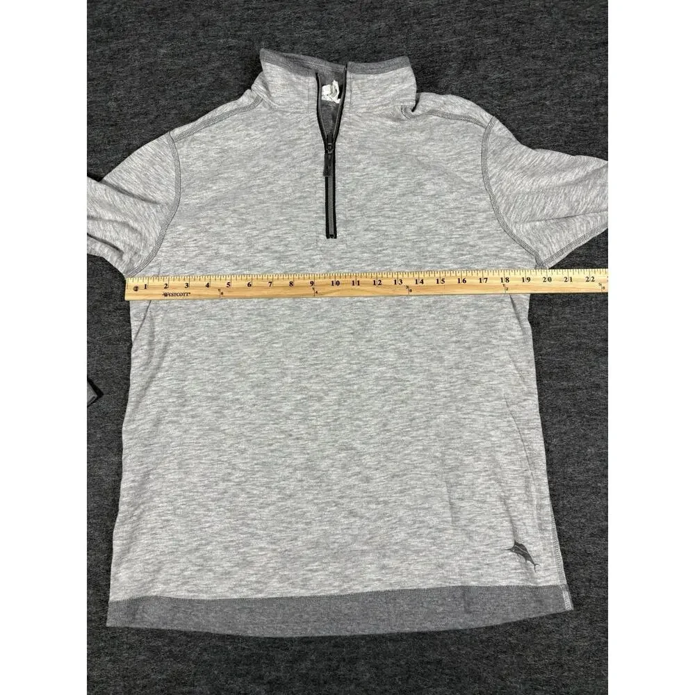 Tommy Bahama Sweater Gray Reversible 1/4 Zip Pullover Mens Size Small